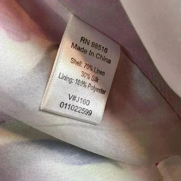 Coldwater Creek Floral blazer jacket‎ size L linen silk blend lined 3/4 sleeve - Picture 4 of 9